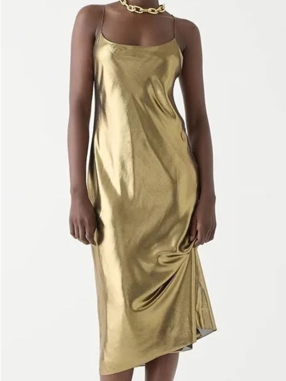 Gwyneth slip dress in gold lamé